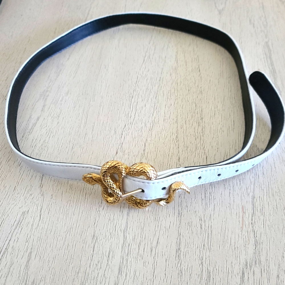 Raina White "Rachel" Snake Belt One Size
